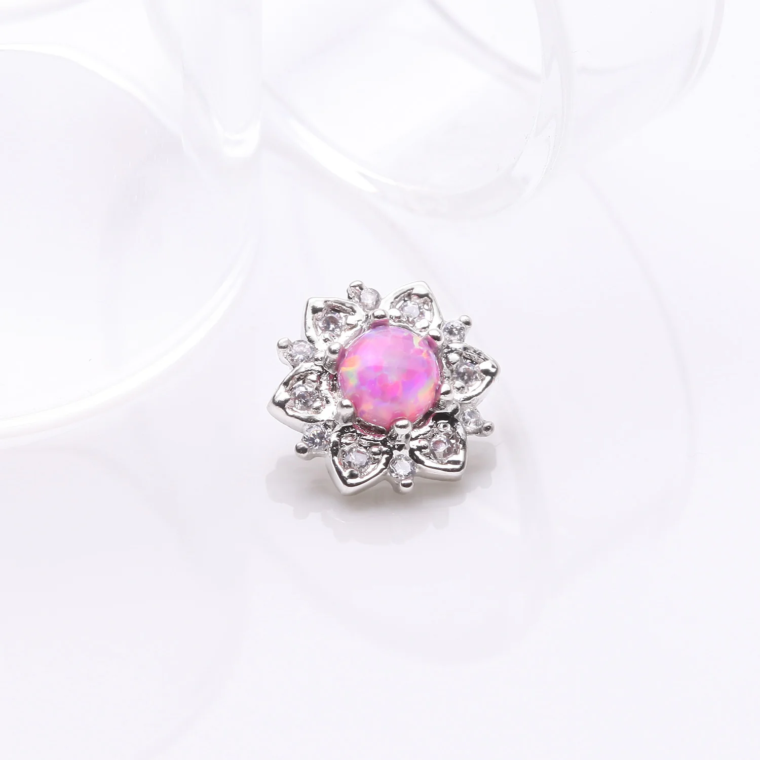 Fire Opal Flower Love Sparkle Dermal Anchor Top - Image 2