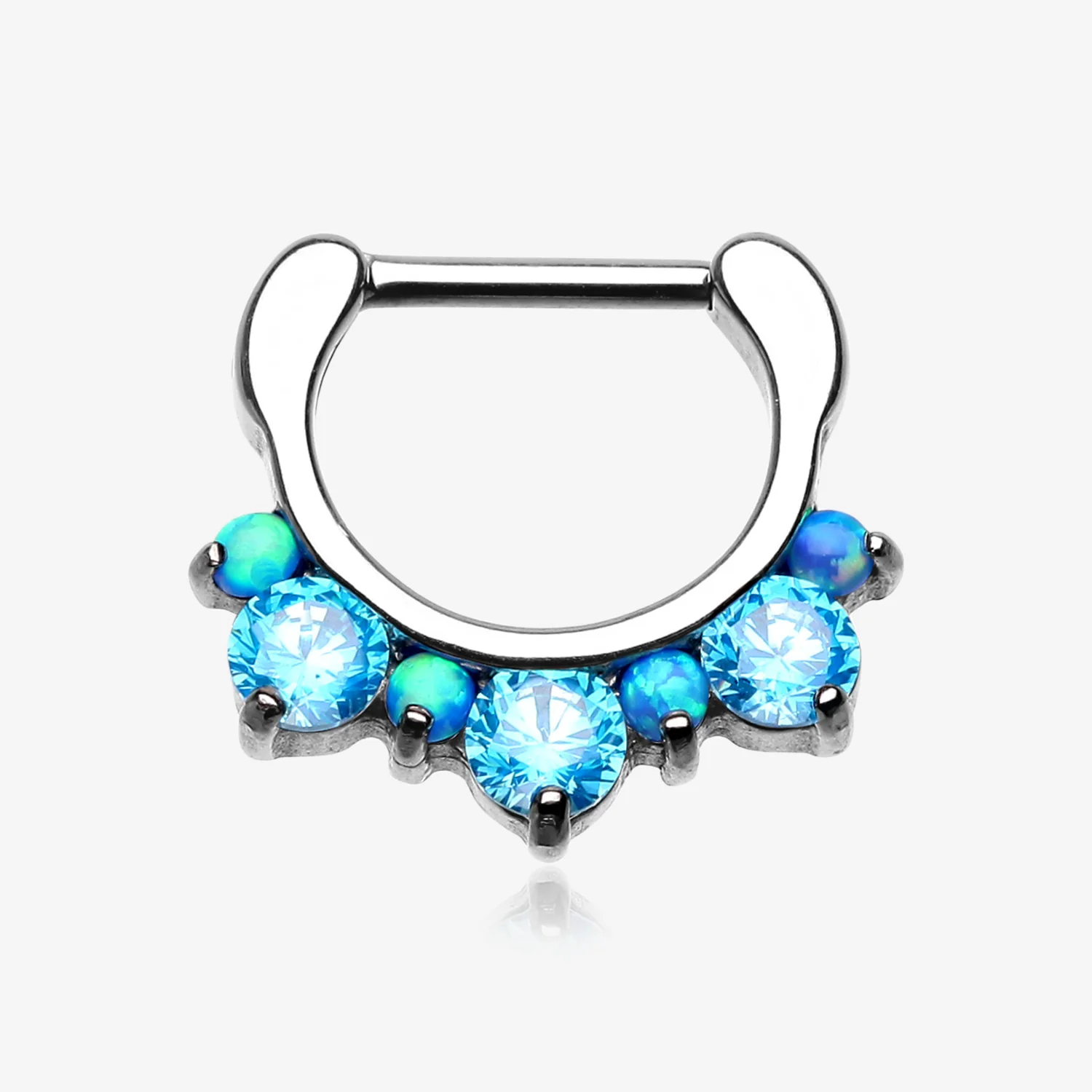 Fire Opal Multi Gem Sparkle Deuce Septum Clicker