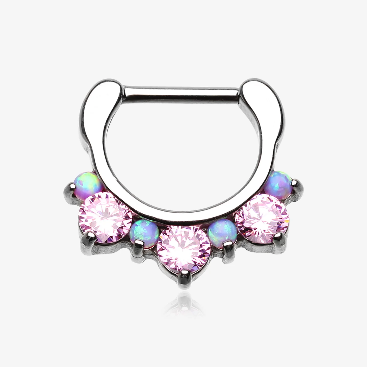 Fire Opal Multi Gem Sparkle Deuce Septum Clicker