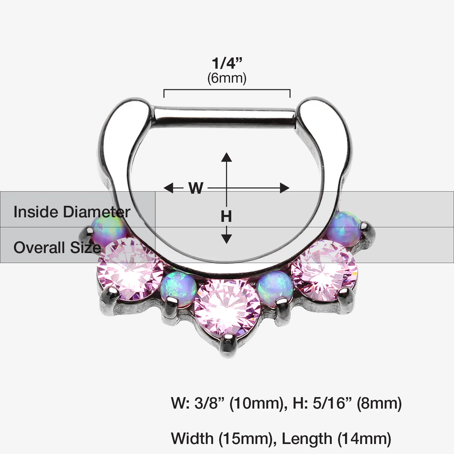 Fire Opal Multi Gem Sparkle Deuce Septum Clicker - Image 2