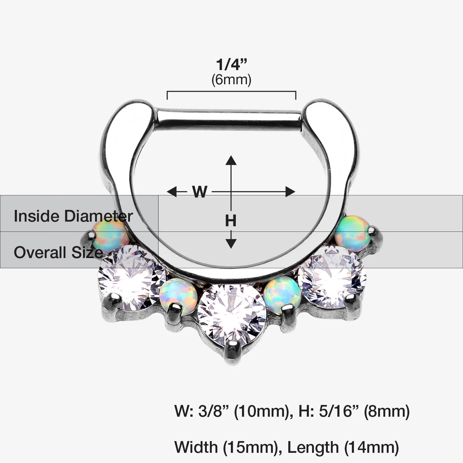 Fire Opal Multi Gem Sparkle Deuce Septum Clicker - Image 2