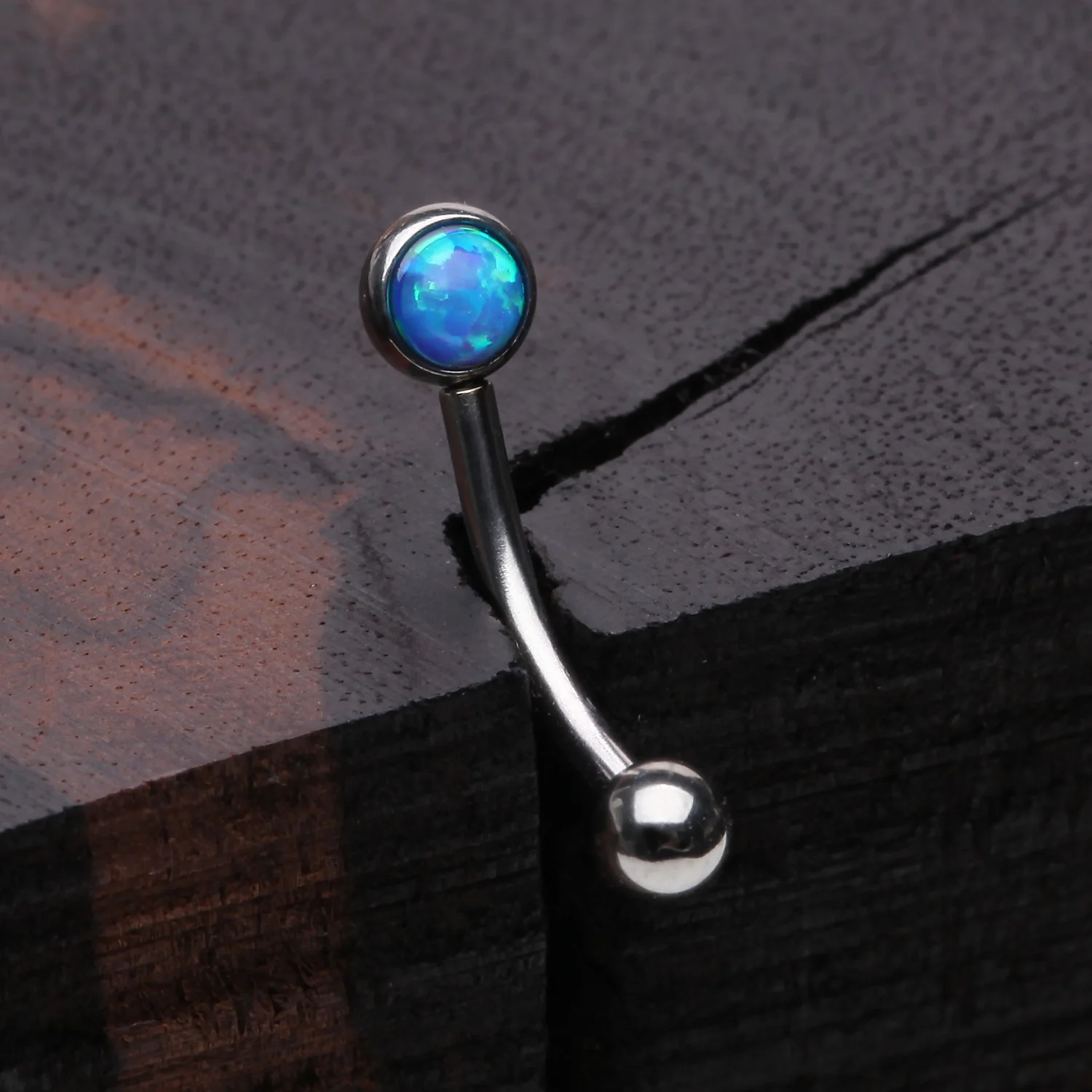 Fire Opal Press Fit Sparkle Curved Barbell - Image 2