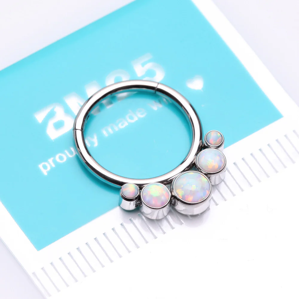 Fire Opal Quintuple Sparkle Seamless Clicker Hoop Ring - Image 3