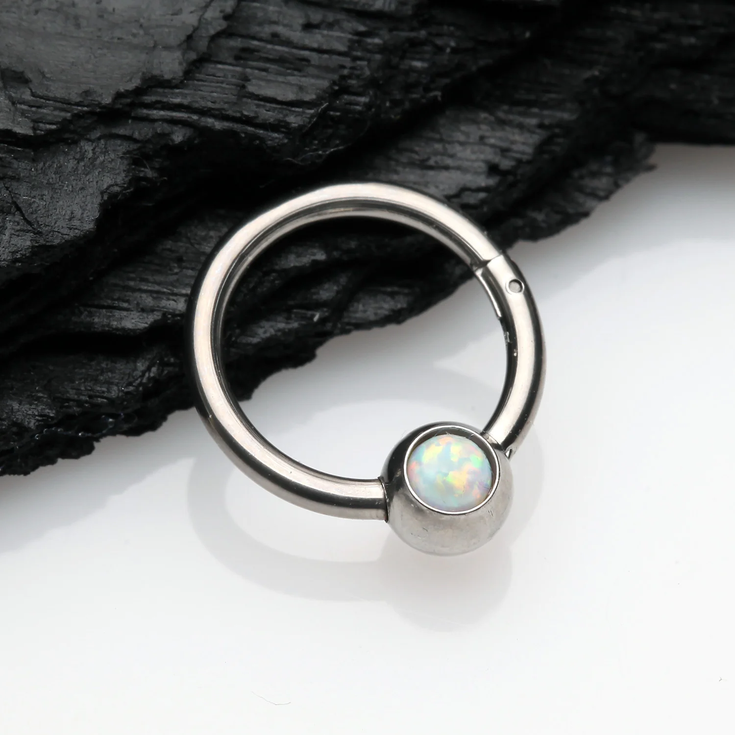 Fire Opal Sparkle CBR Style Seamless Clicker Hoop Ring - Image 2