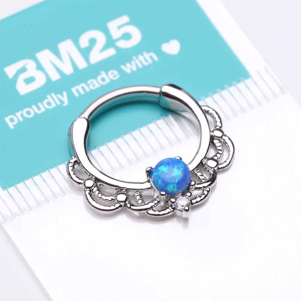 Fire Opal Sparkle Turan Clicker Hoop Ring - Image 4