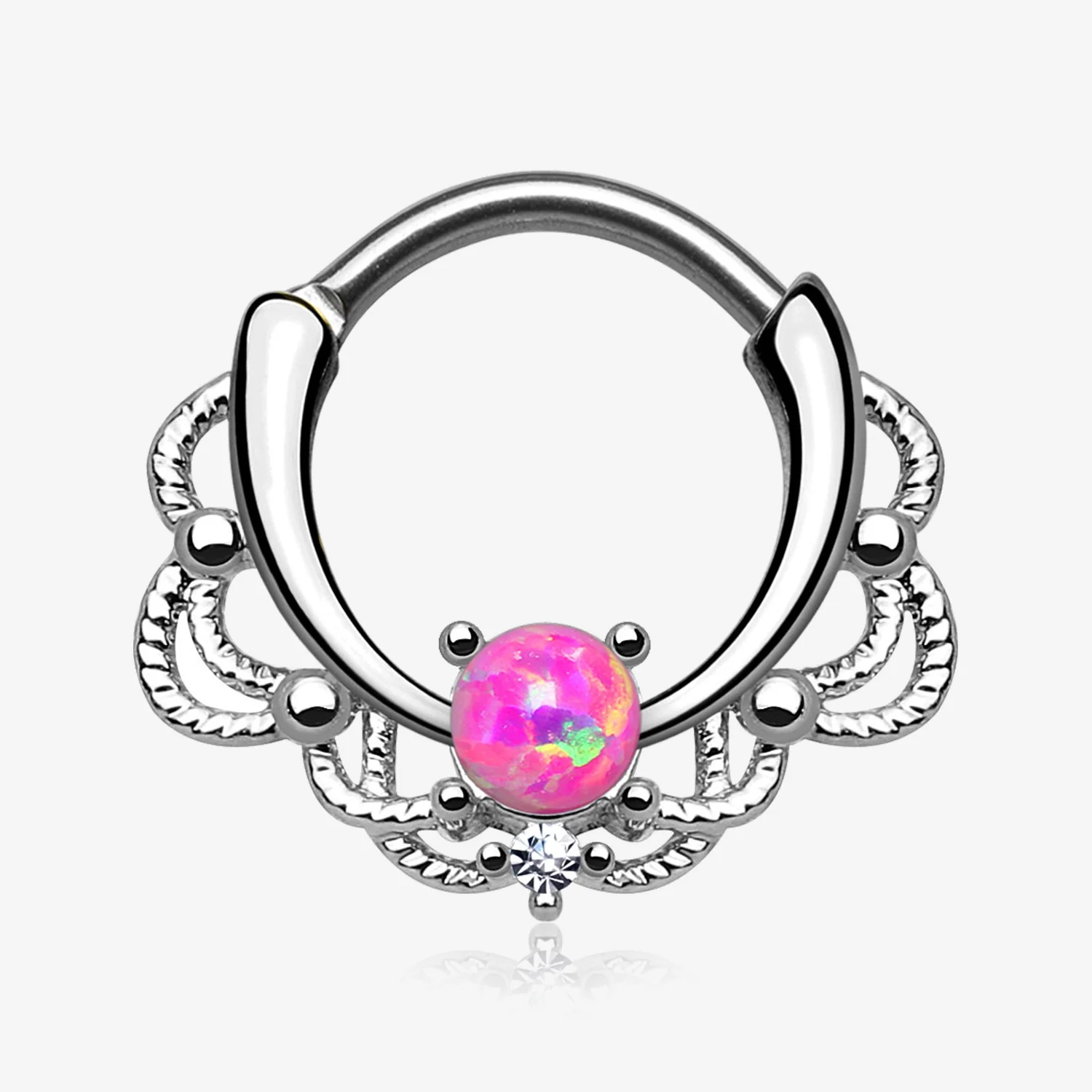 Fire Opal Sparkle Turan Clicker Hoop Ring