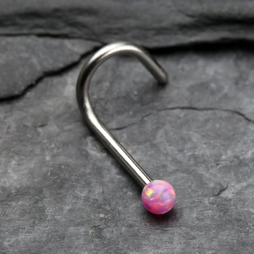 Fire Opal Steel Nose Screw Ring* - Image 3