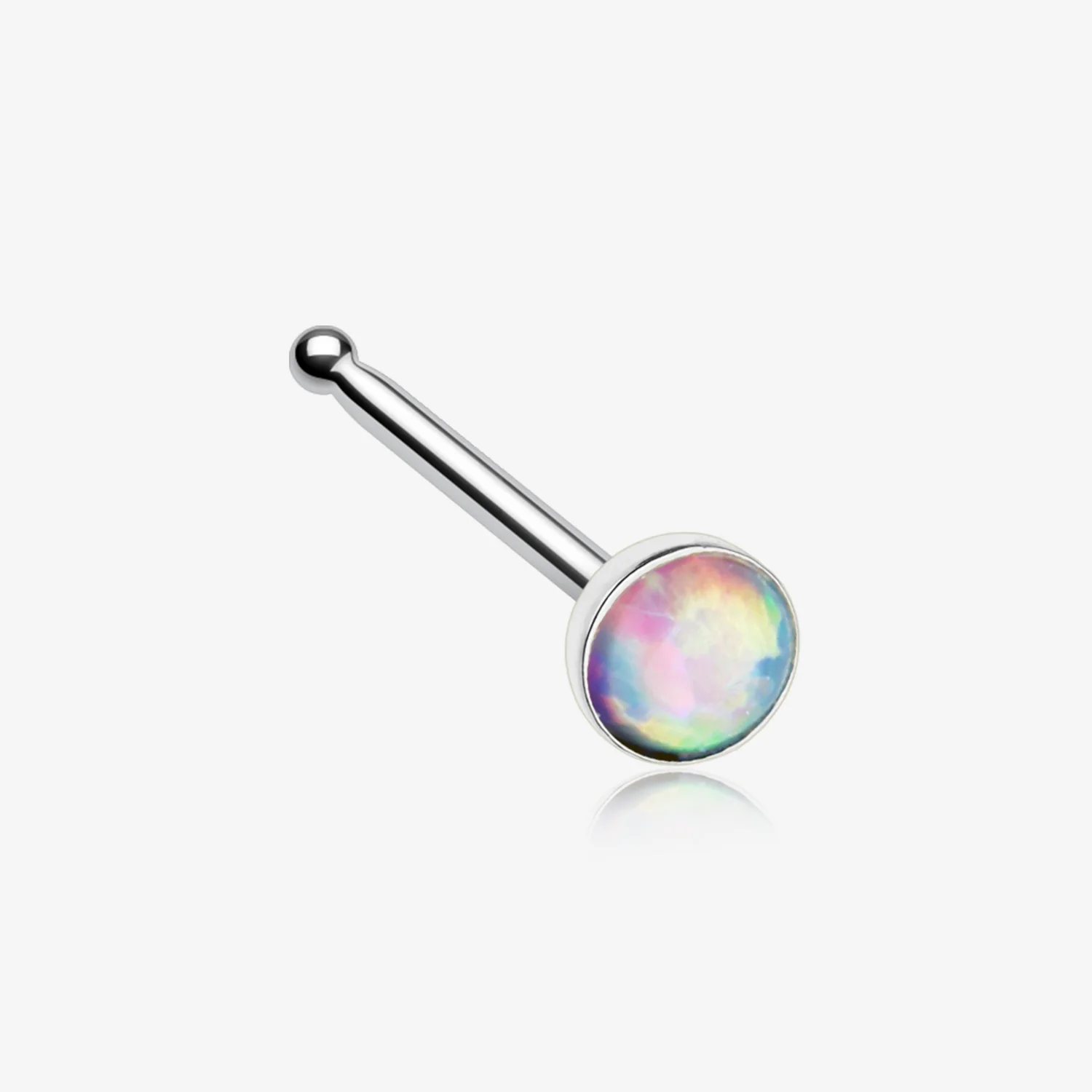 Fire Opal Steel Nose Stud Ring