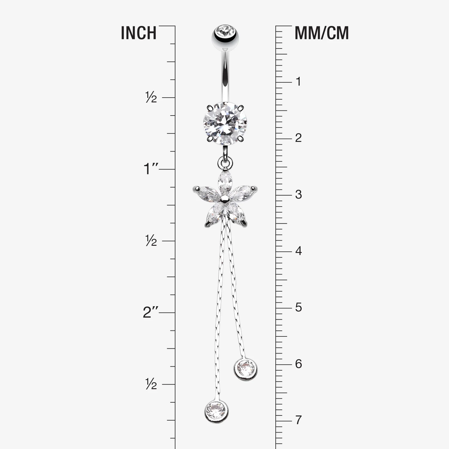 Flower Sparkle Belly Button Ring - Image 2
