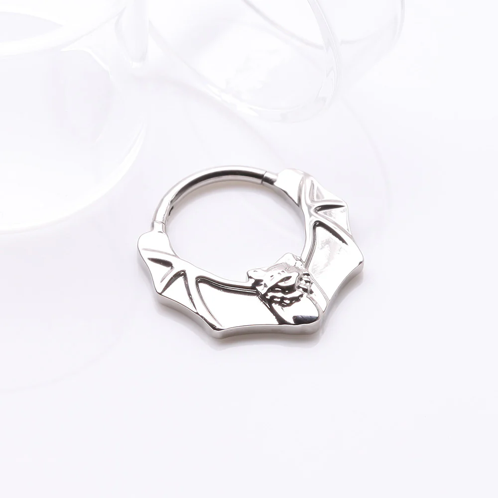Flying Night Bat Steel Clicker Hoop Ring - Image 3
