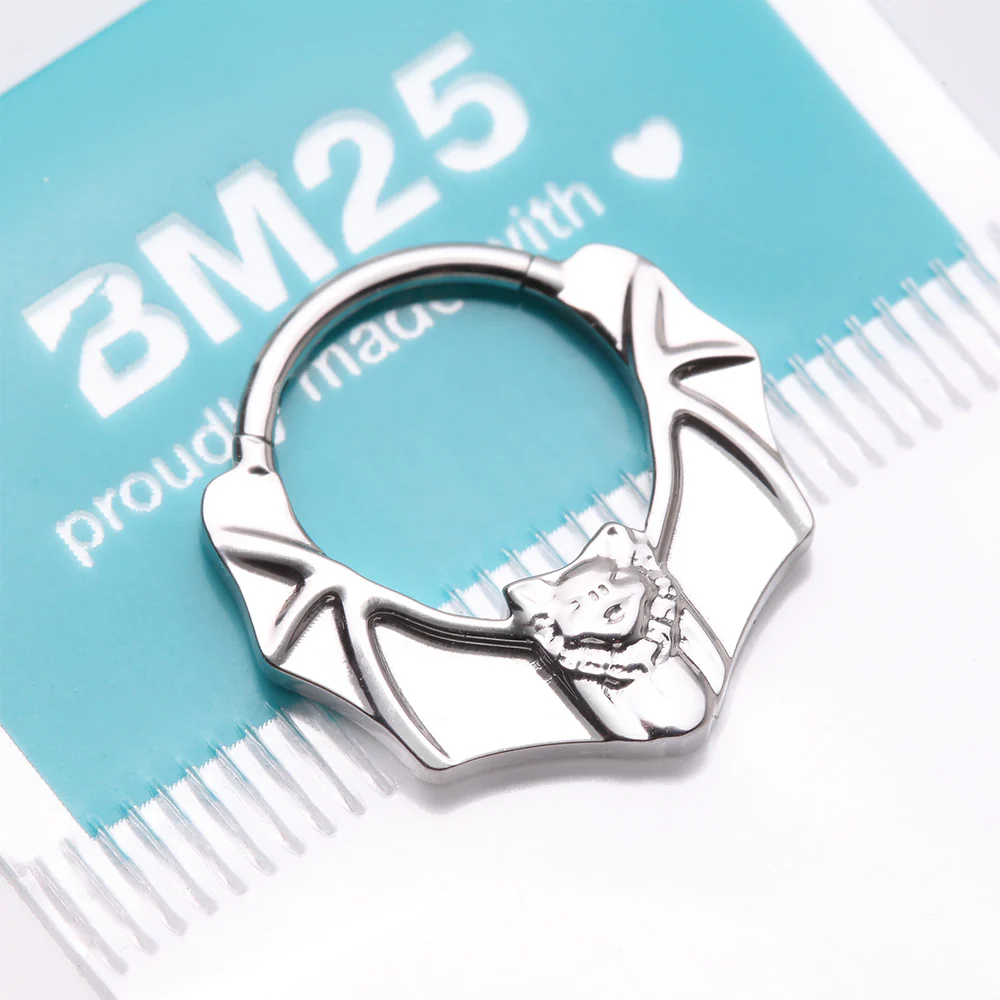 Flying Night Bat Steel Clicker Hoop Ring - Image 5
