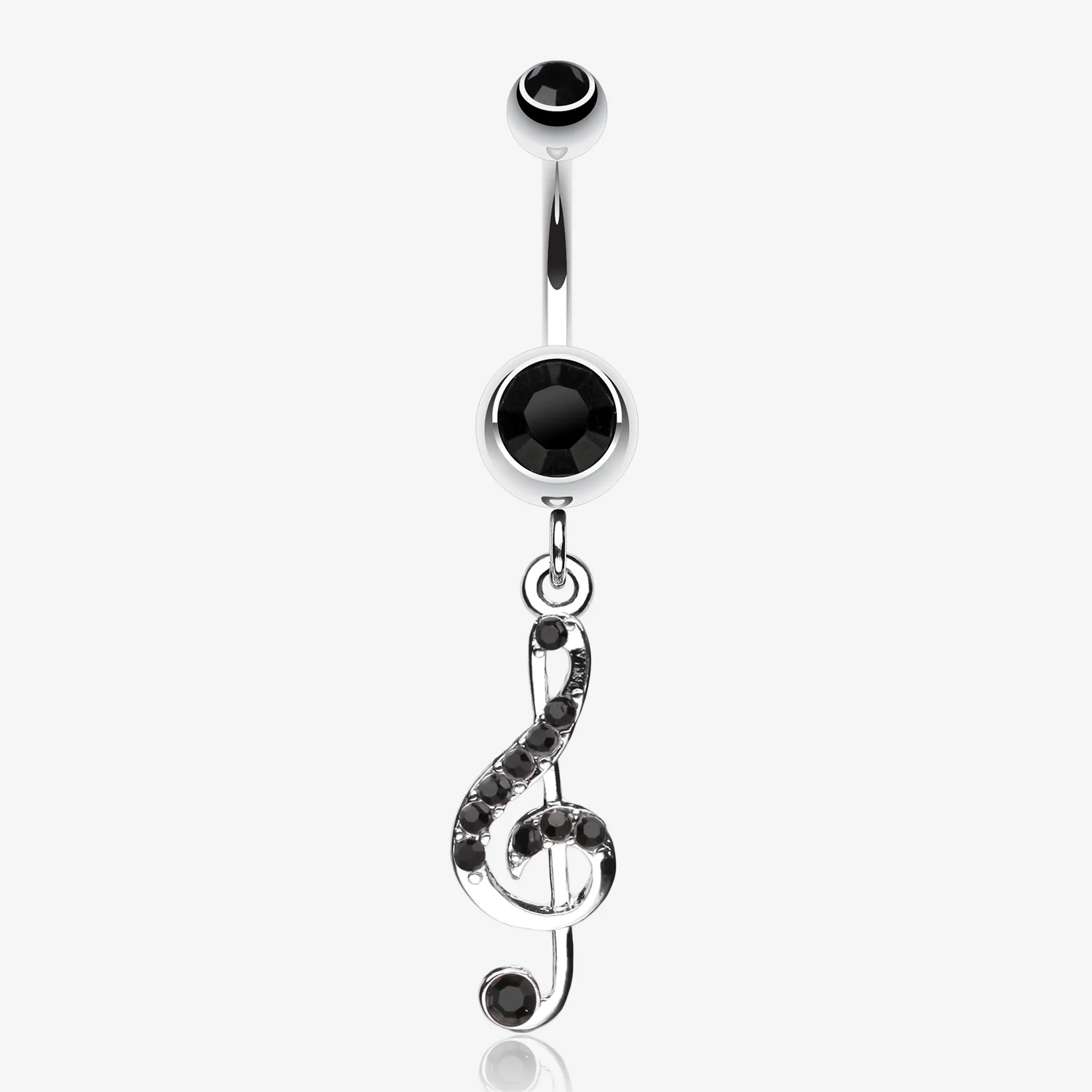 G Clef Music Note Sparkle Belly Ring