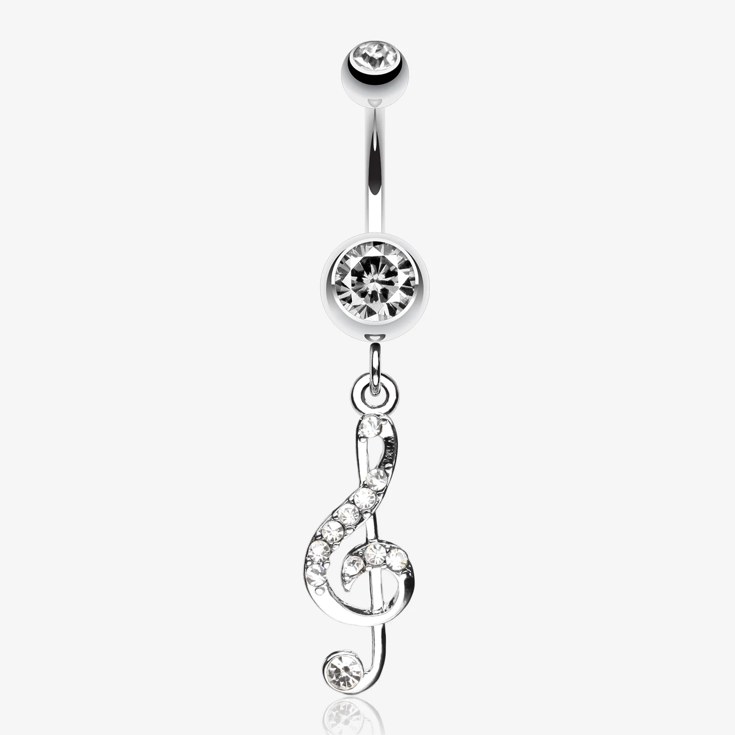 G Clef Music Note Sparkle Belly Ring