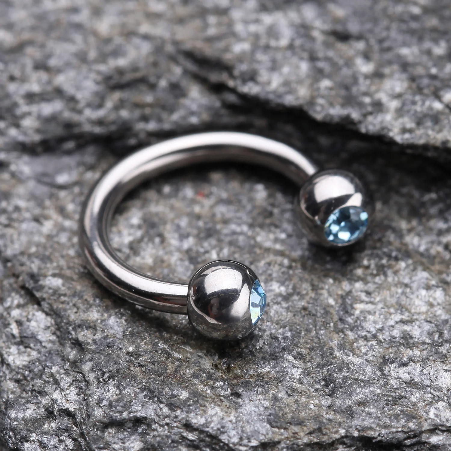 Gem Ball Steel Horseshoe Circular Barbell - Image 2