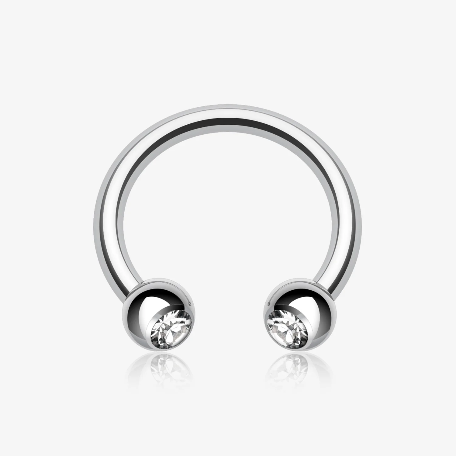 Gem Ball Steel Horseshoe Circular Barbell