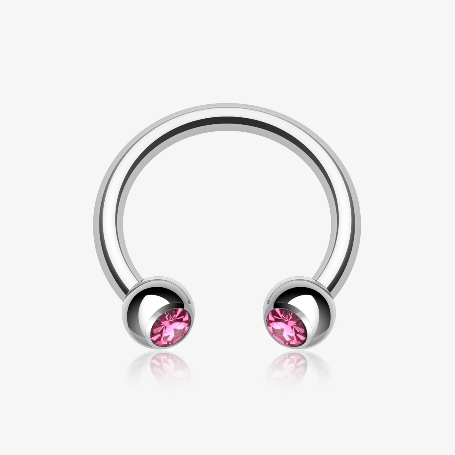 Gem Ball Steel Horseshoe Circular Barbell