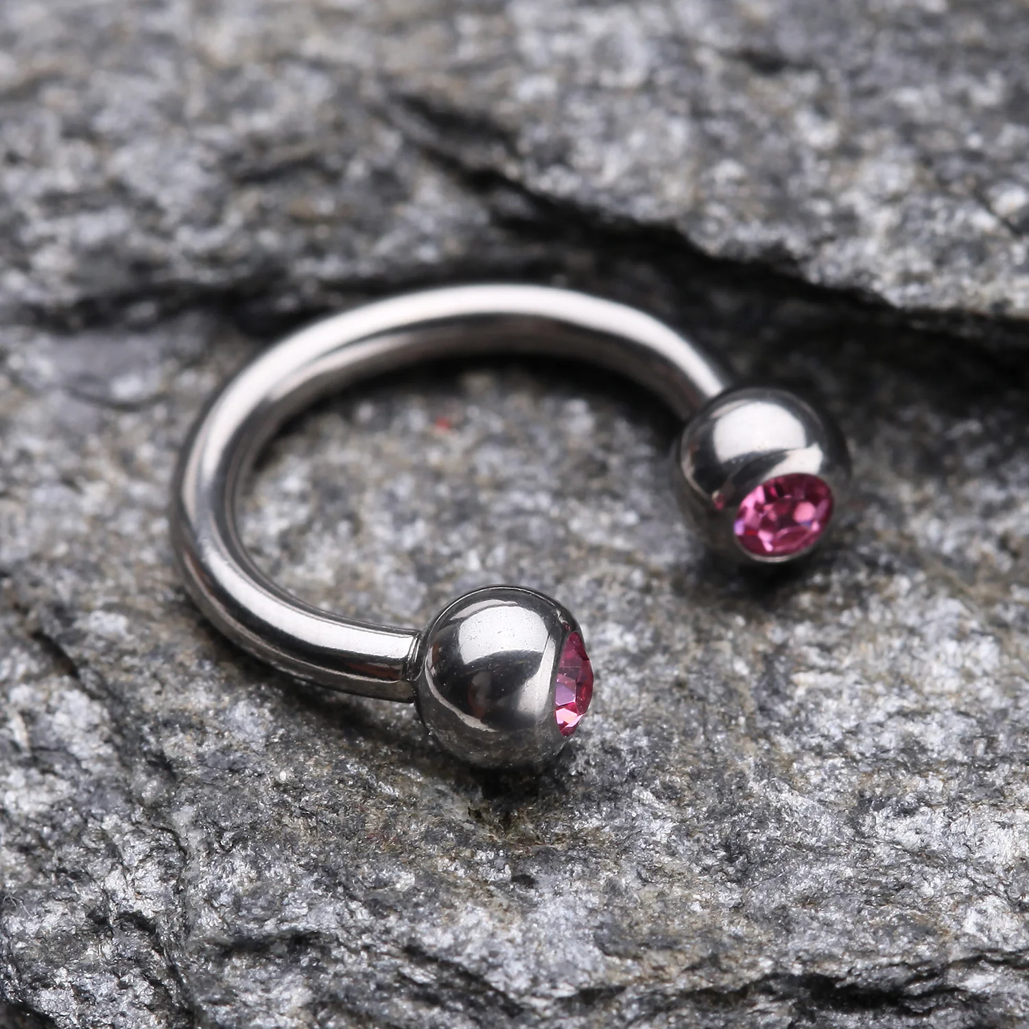 Gem Ball Steel Horseshoe Circular Barbell - Image 2