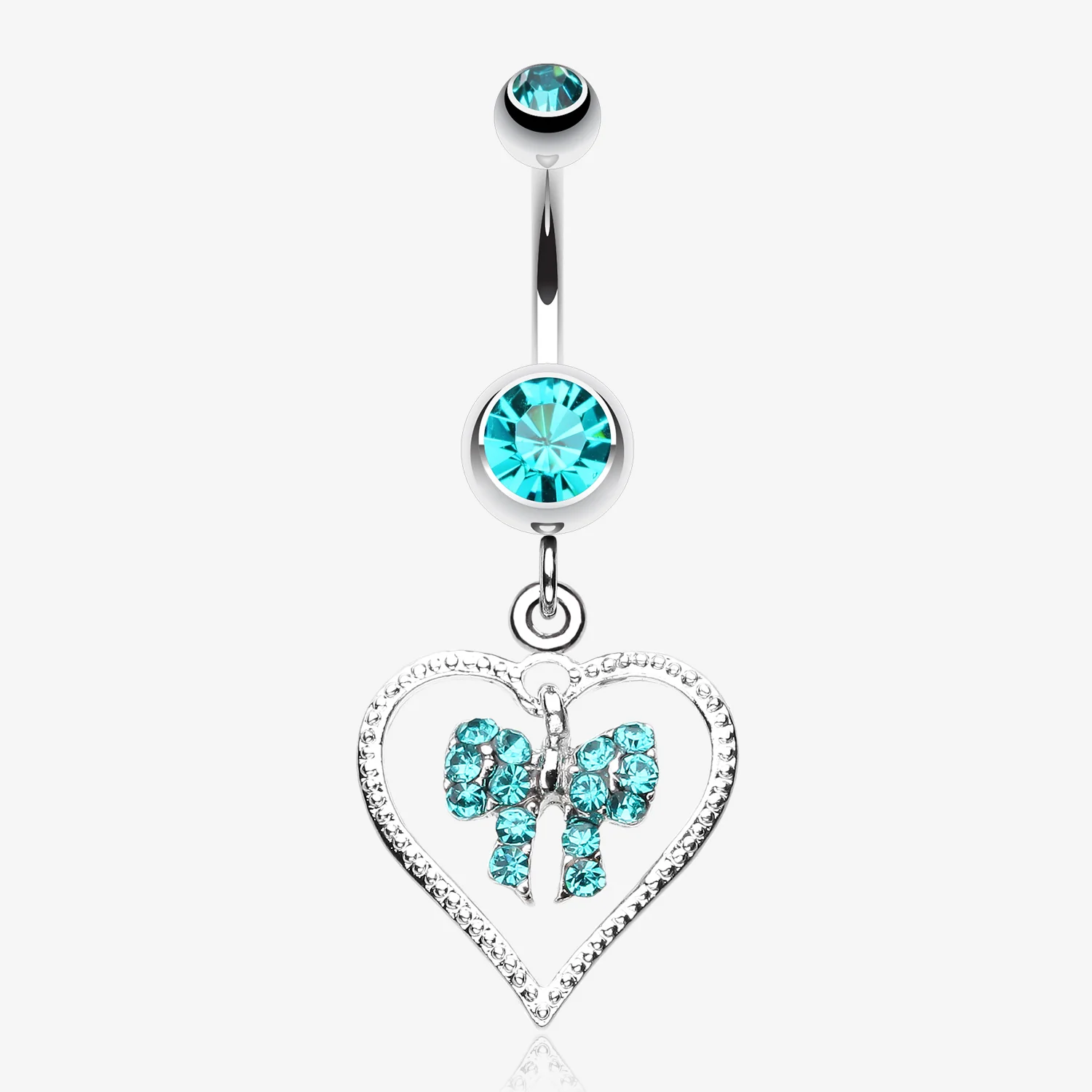 Glam Bow-Tie in Heart Belly Button Ring