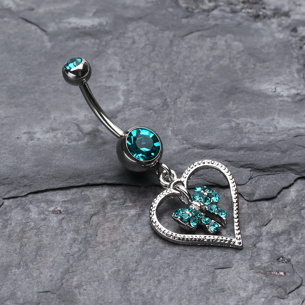 Glam Bow-Tie in Heart Belly Button Ring - Image 3