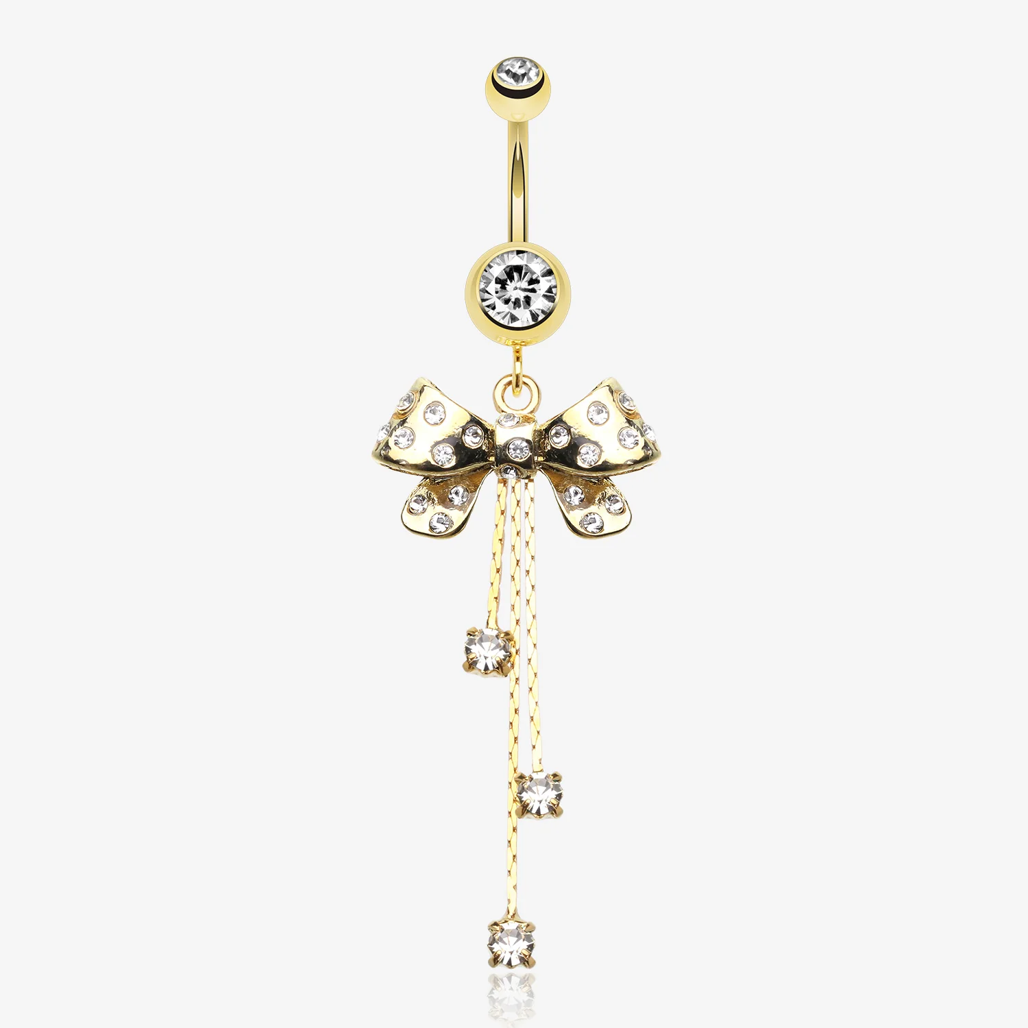 Glistening Bow-Tie Multi-Gem Belly Button Ring