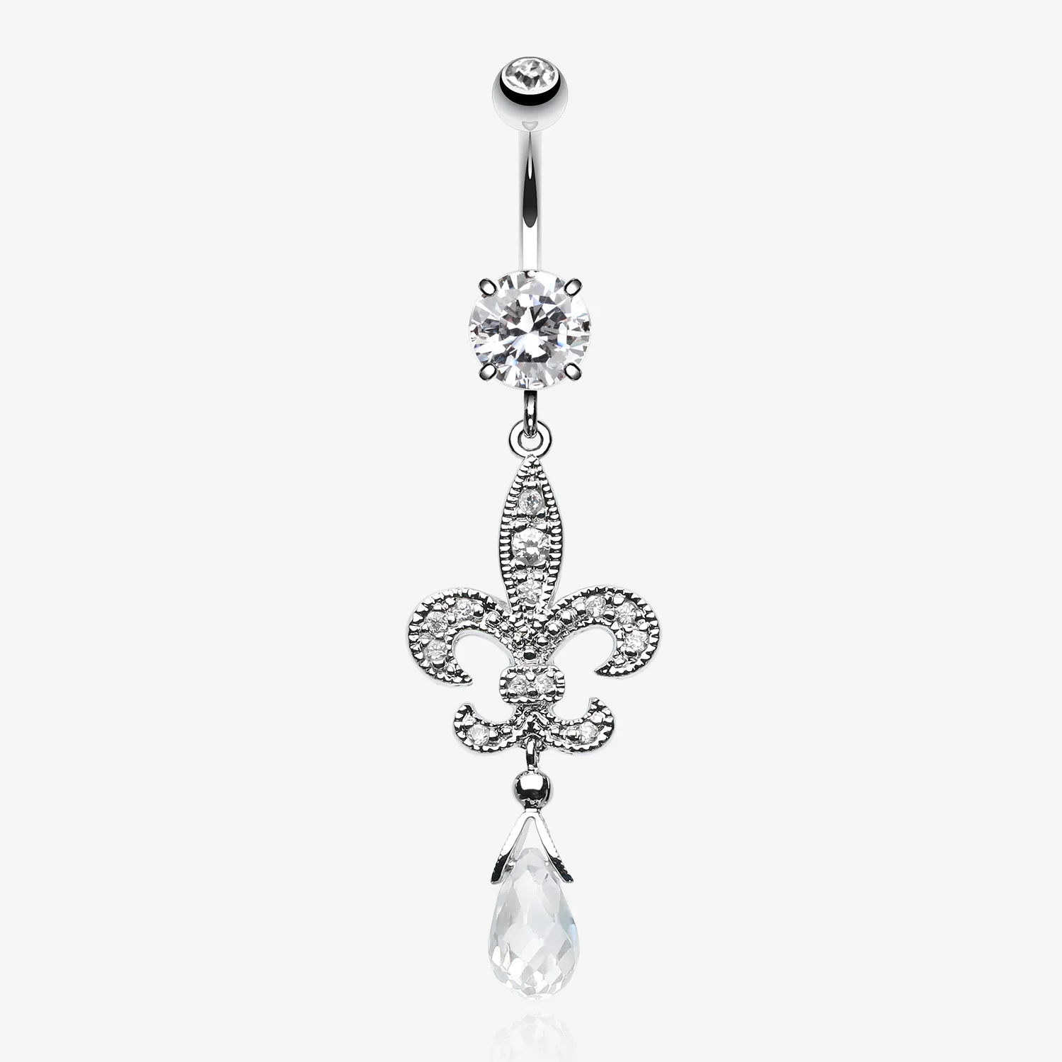 Glistening Fleur De Lis Belly Button Ring
