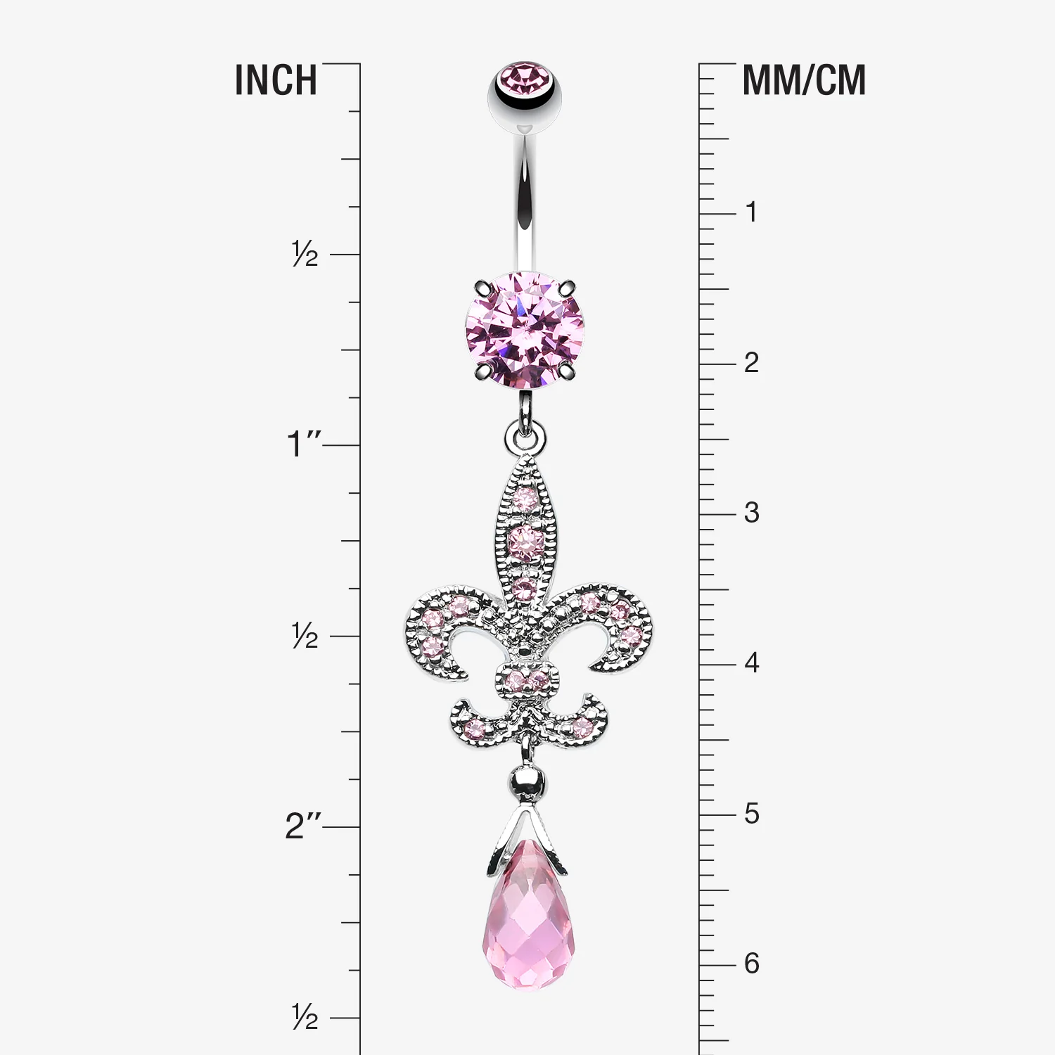 Glistening Fleur De Lis Belly Button Ring - Image 2