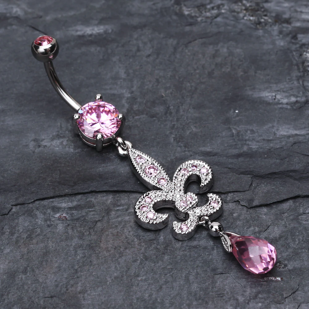Glistening Fleur De Lis Belly Button Ring - Image 3