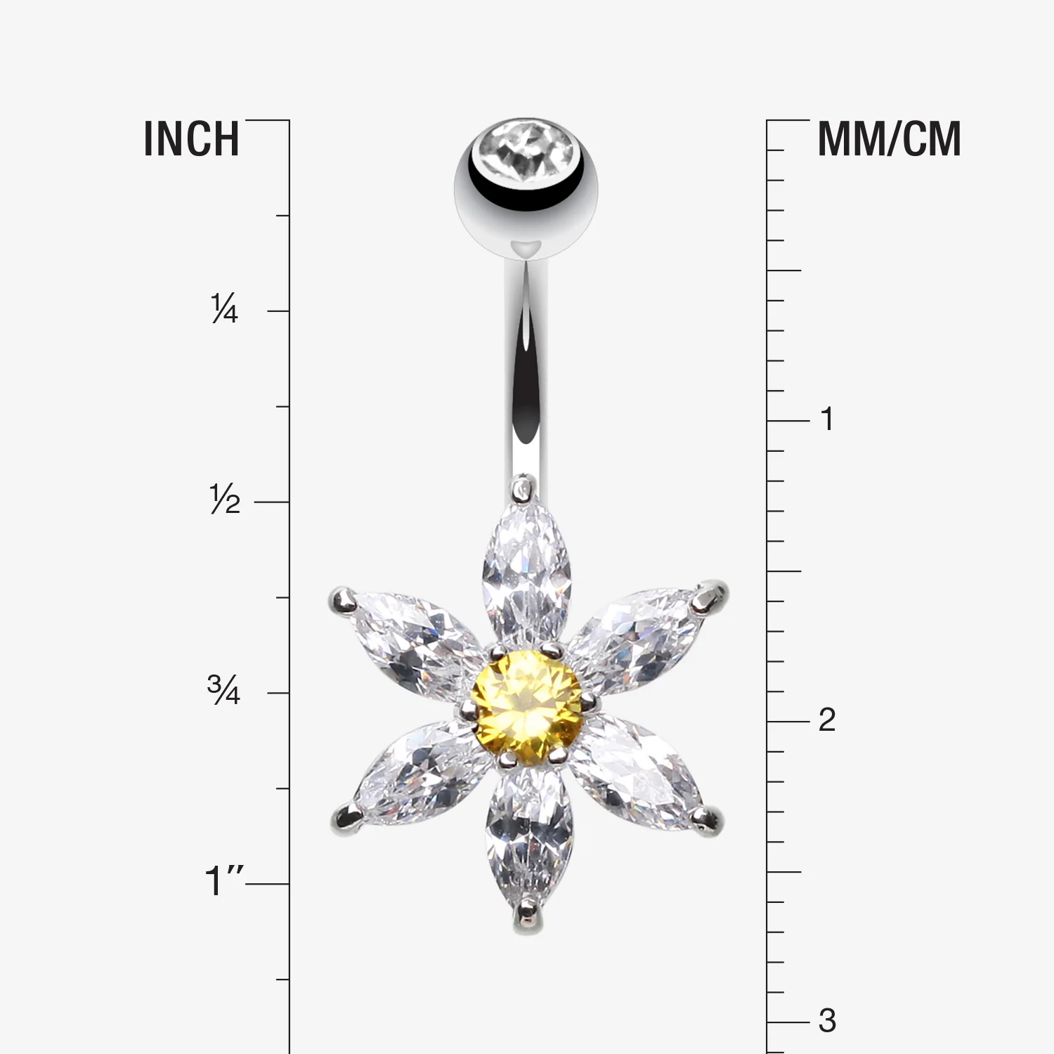 Glistening Flower Bliss Non Dangle Belly Button Ring - Image 2