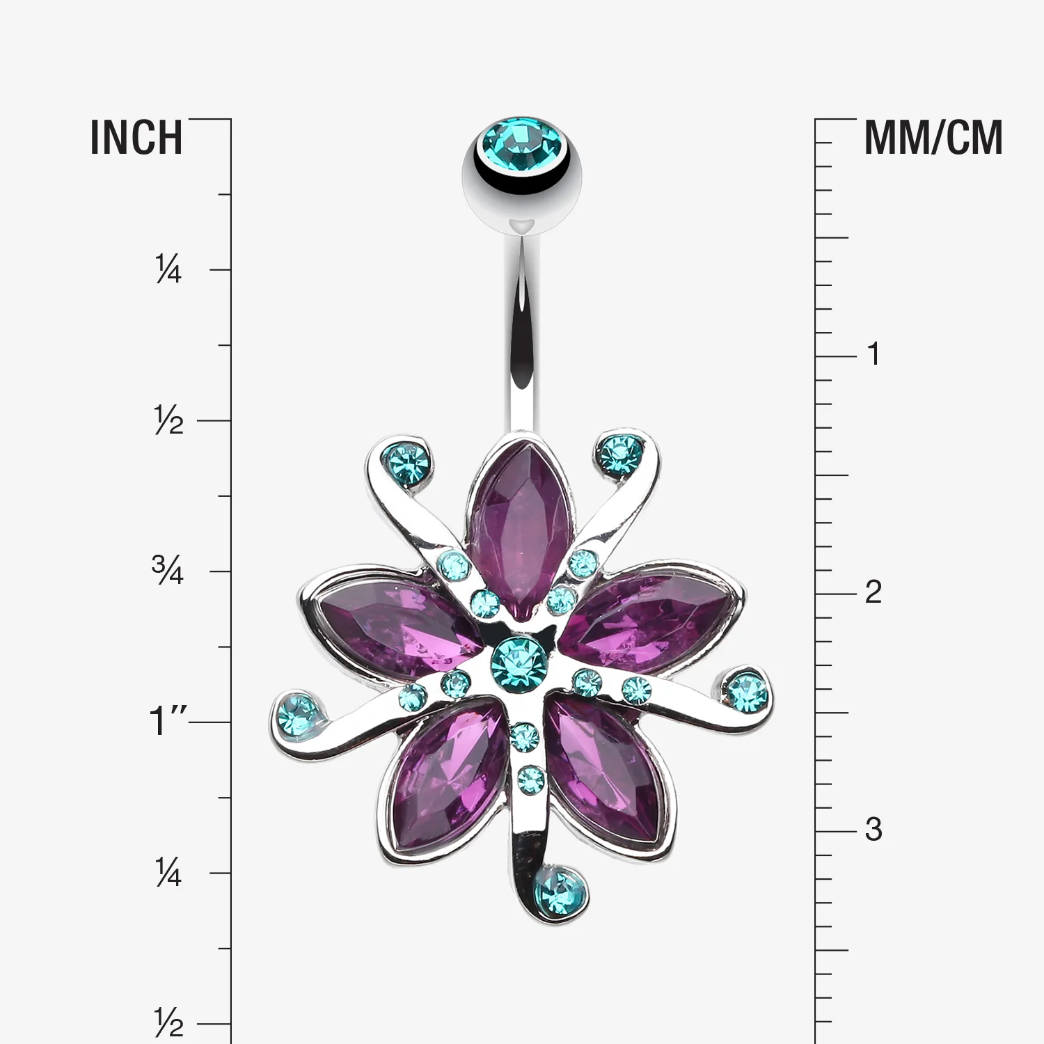 Glistening Lily Blossome Flower Belly Button Ring - Image 2