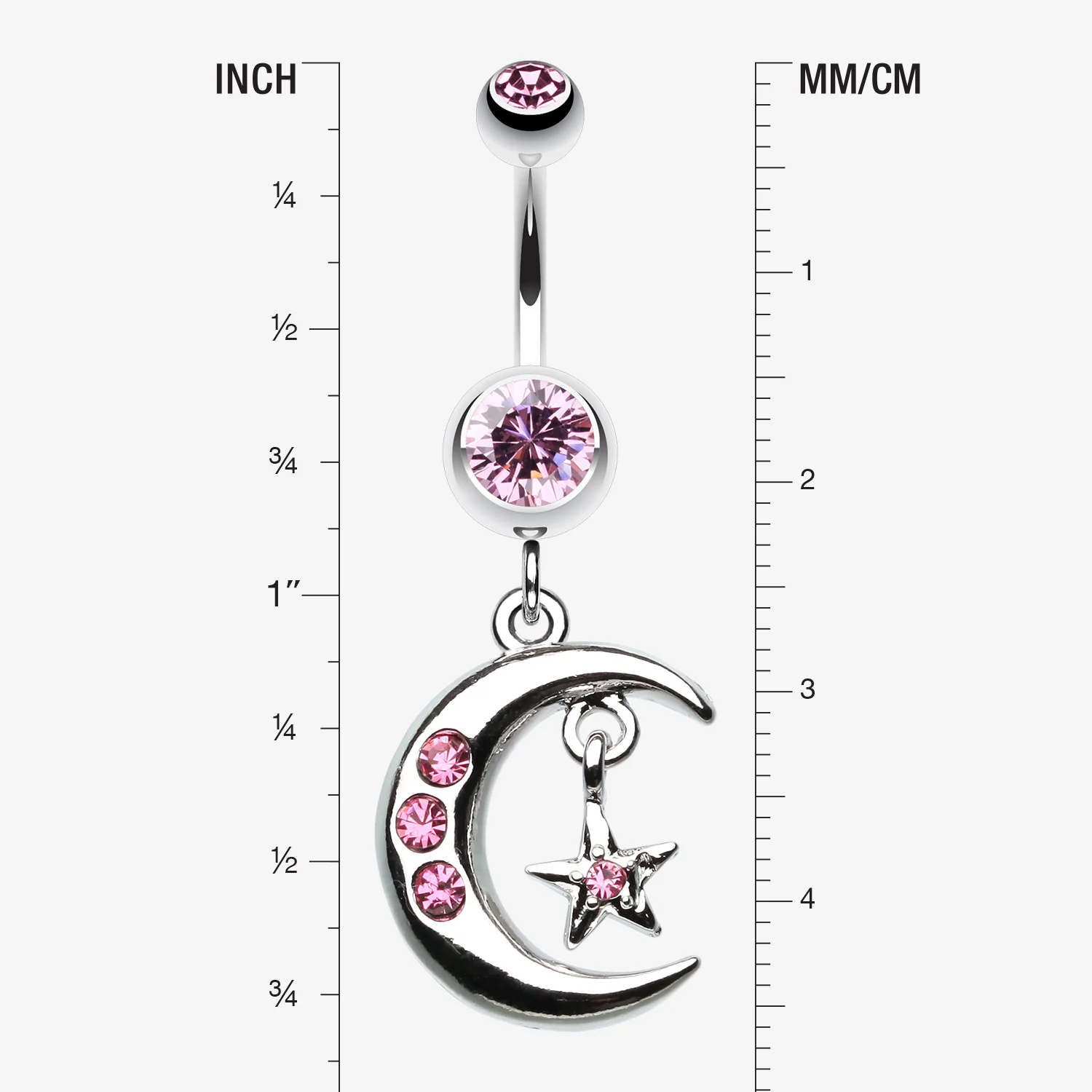 Glistening Moon and Star Belly Button Ring - Image 2