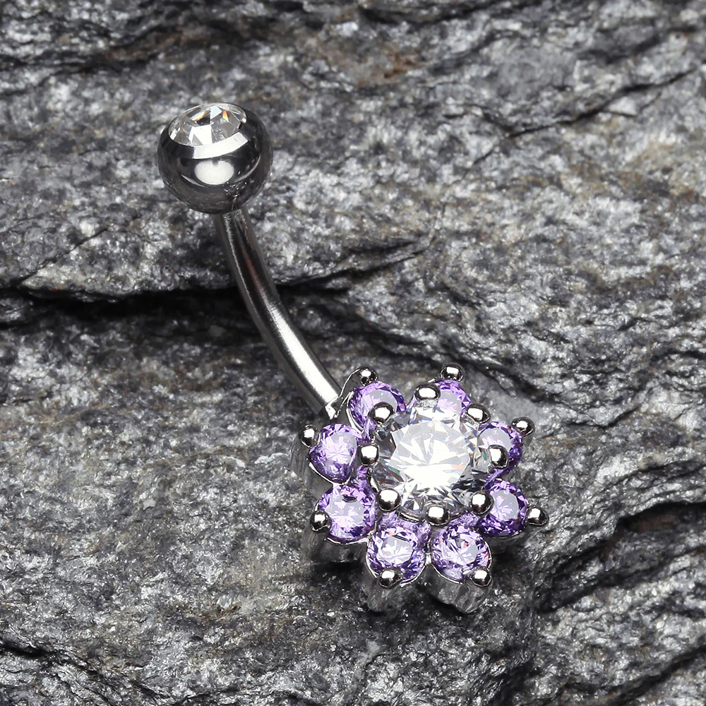 Glistening Spring Flower Sparkle Belly Button Ring - Image 3
