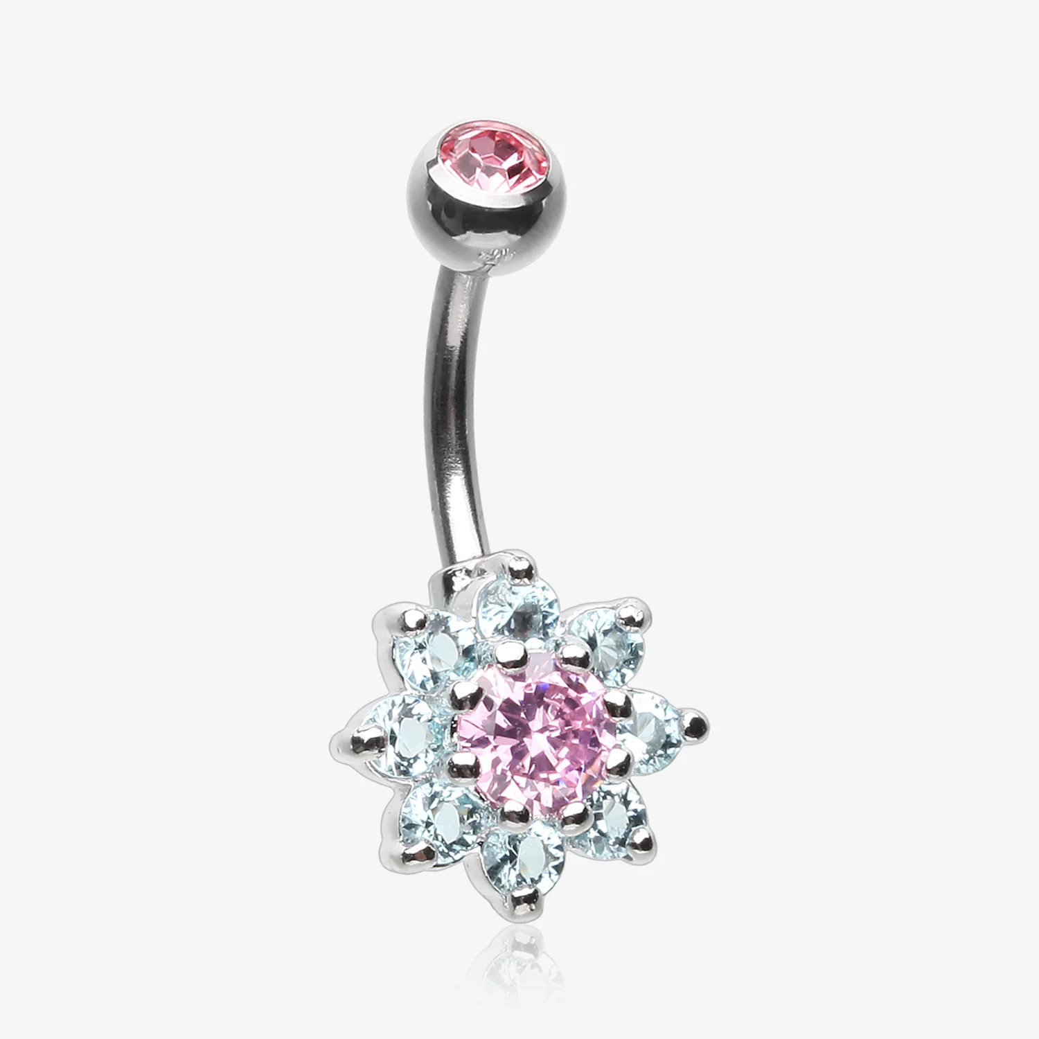 Glistening Spring Flower Sparkle Belly Button Ring