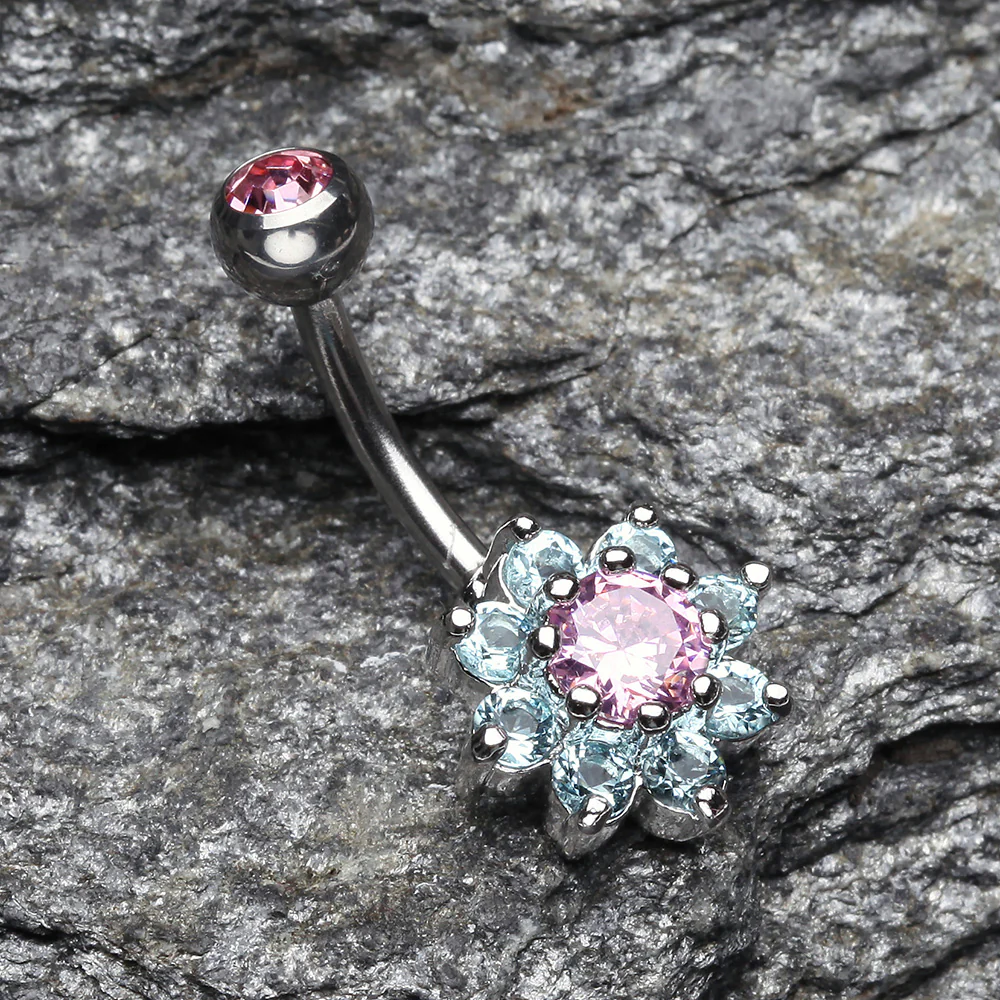 Glistening Spring Flower Sparkle Belly Button Ring - Image 3