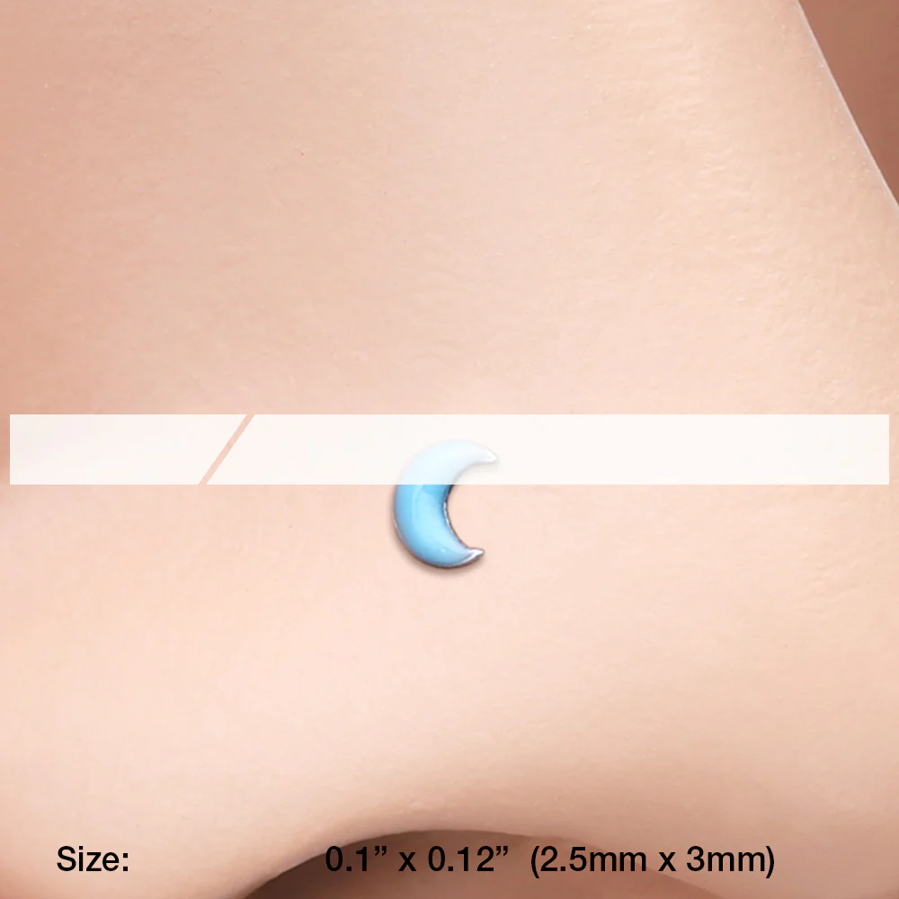 Glow in the Dark Crescent Moon L-Shaped Nose Ring - Image 3