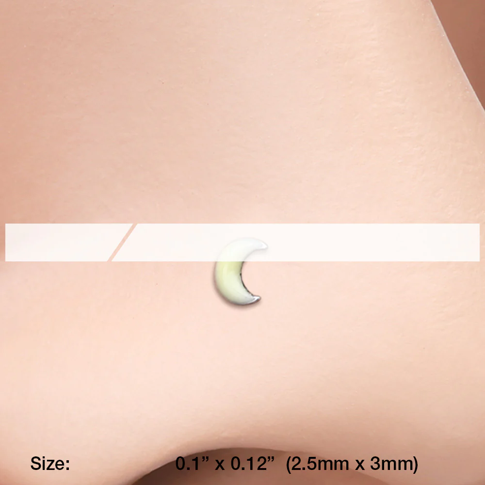 Glow in the Dark Crescent Moon L-Shaped Nose Ring - Image 3