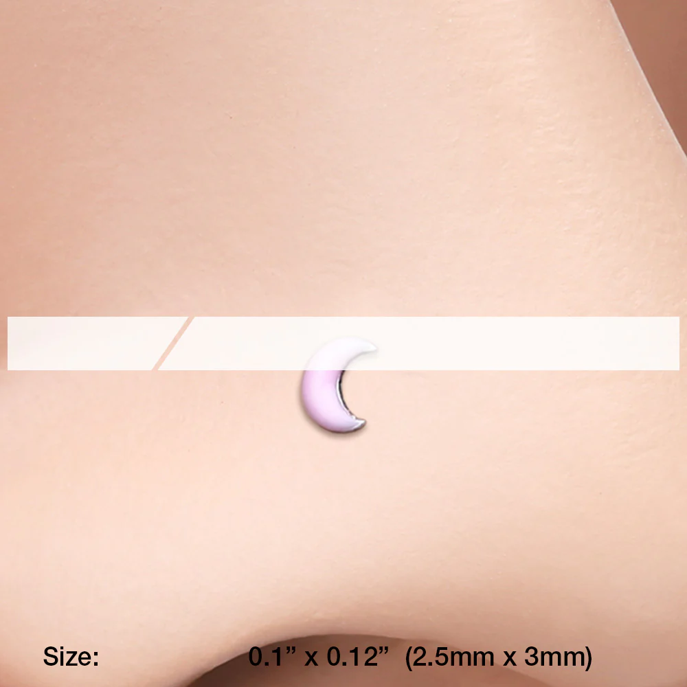 Glow in the Dark Crescent Moon Nose Stud Ring - Image 3