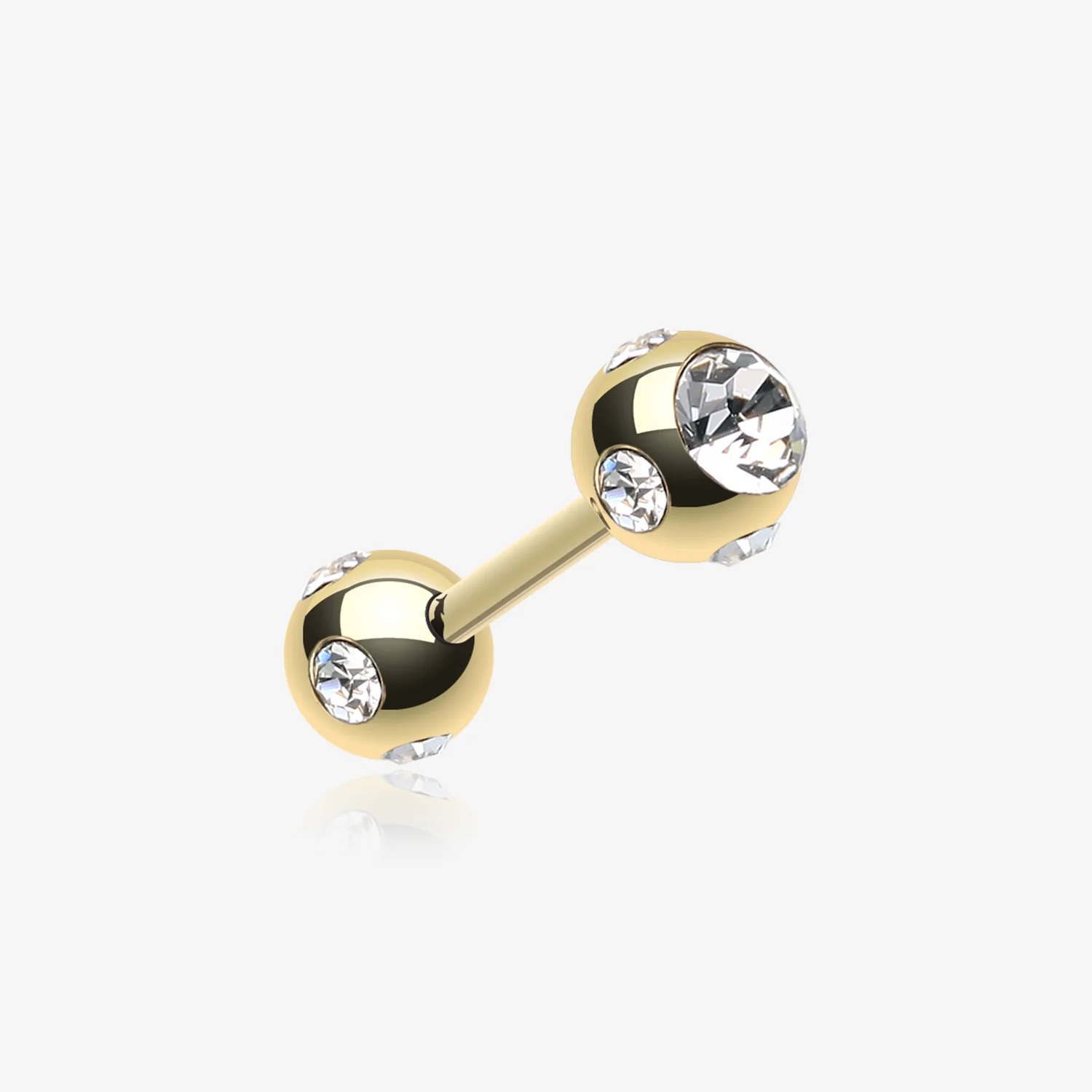 Gold Plated Double Aurora Gem Ball Steel Cartilage Tragus Barbell