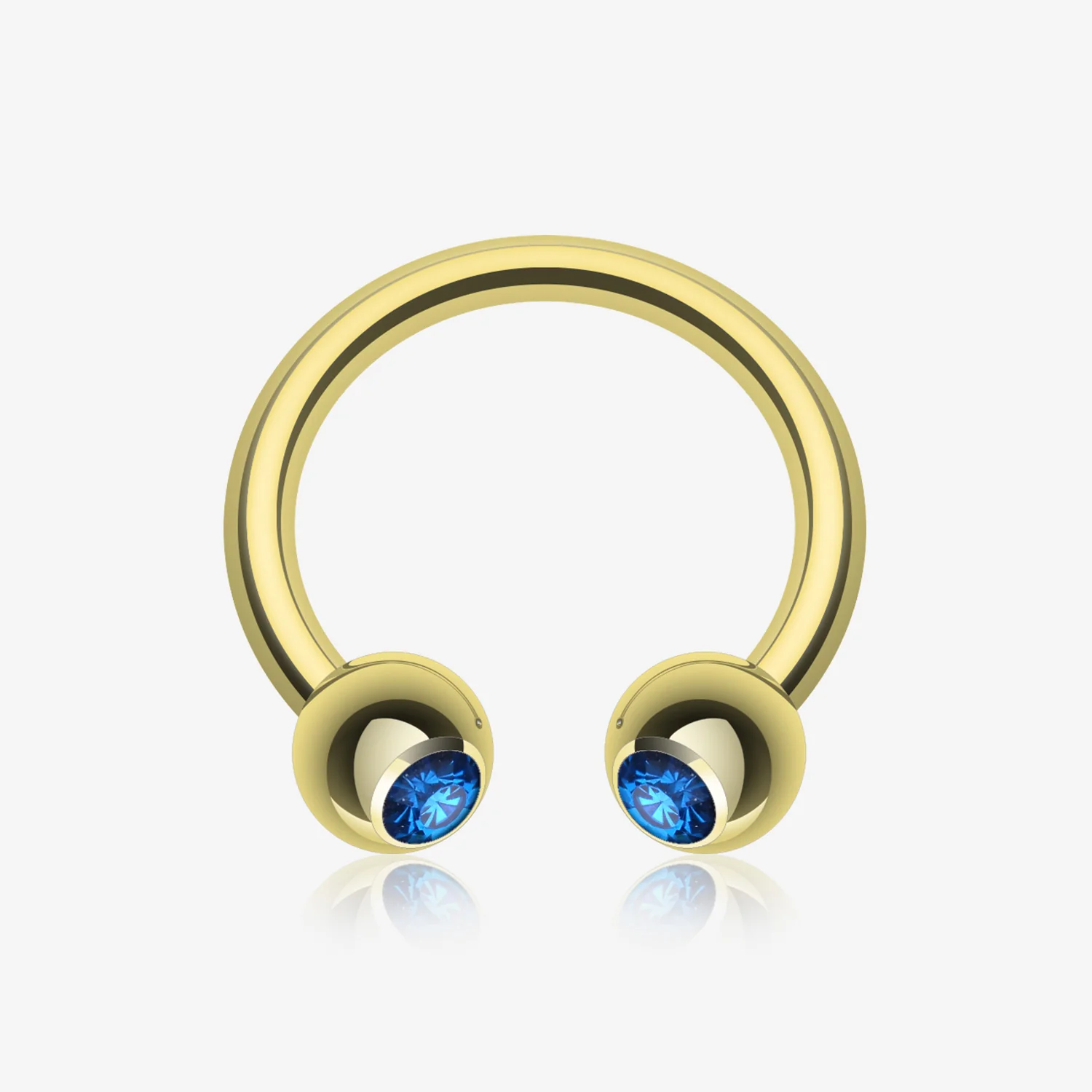 Gold Plated Gem Ball Horseshoe Circular Barbell