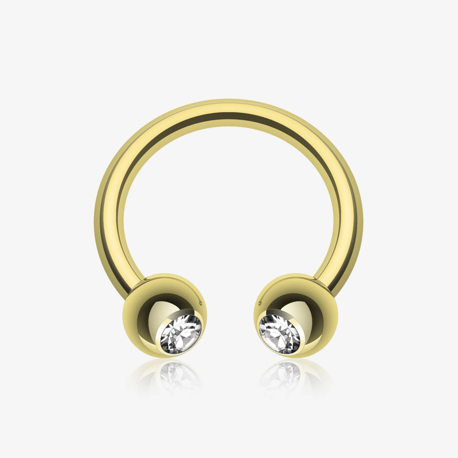 Gold Plated Gem Ball Horseshoe Circular Barbell