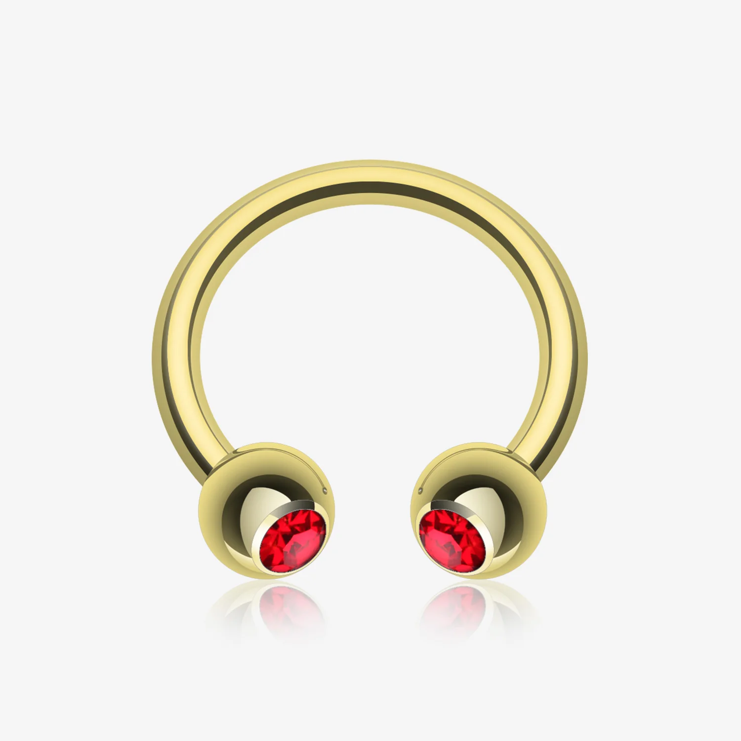 Gold Plated Gem Ball Horseshoe Circular Barbell