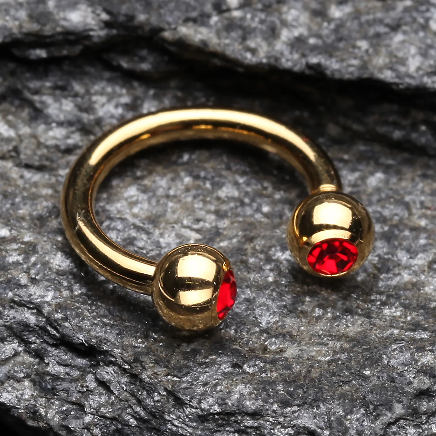 Gold Plated Gem Ball Horseshoe Circular Barbell - Image 2