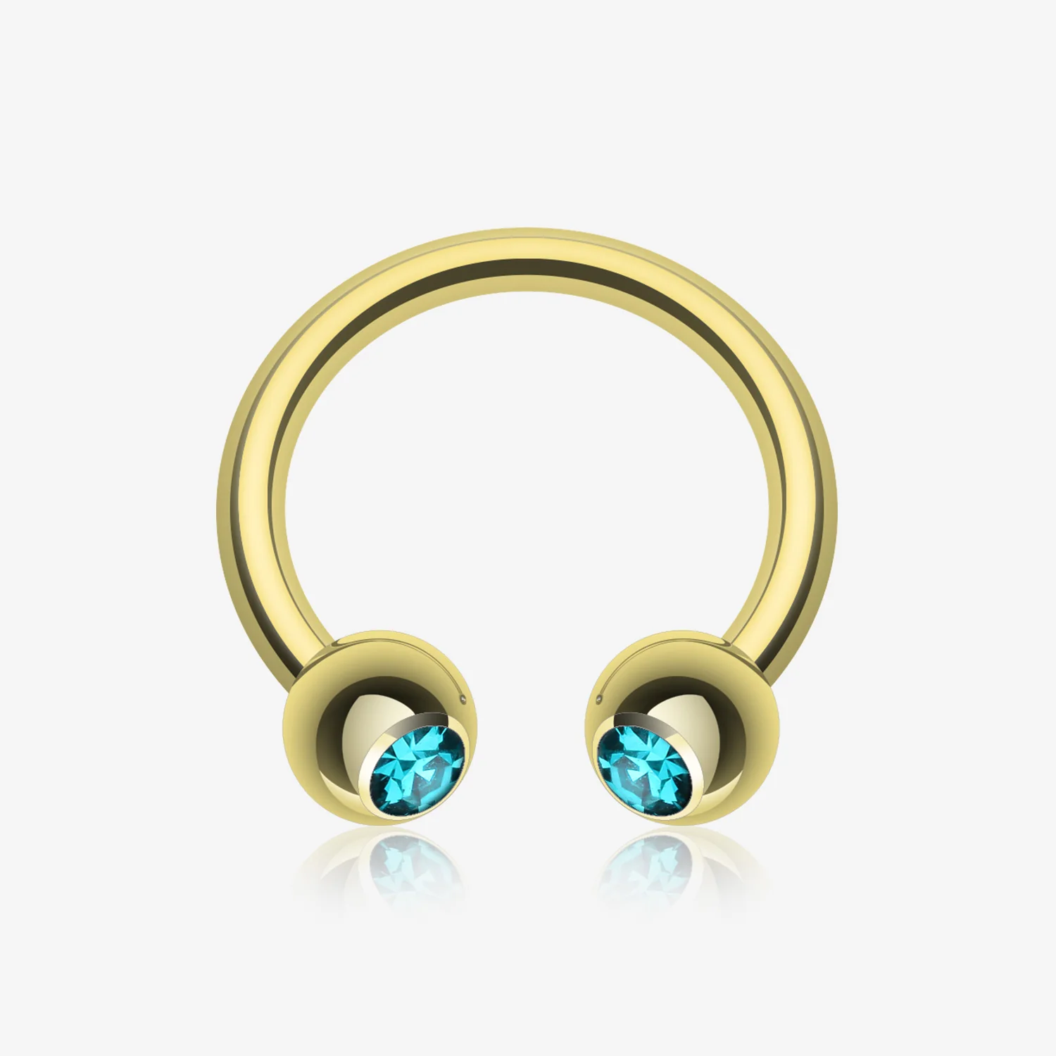 Gold Plated Gem Ball Horseshoe Circular Barbell