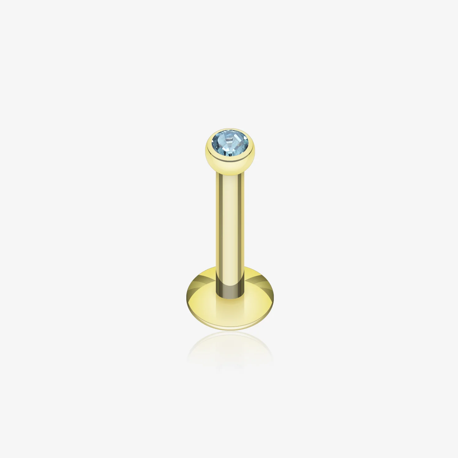 Gold Plated Gem Ball Internally Threaded Labret
