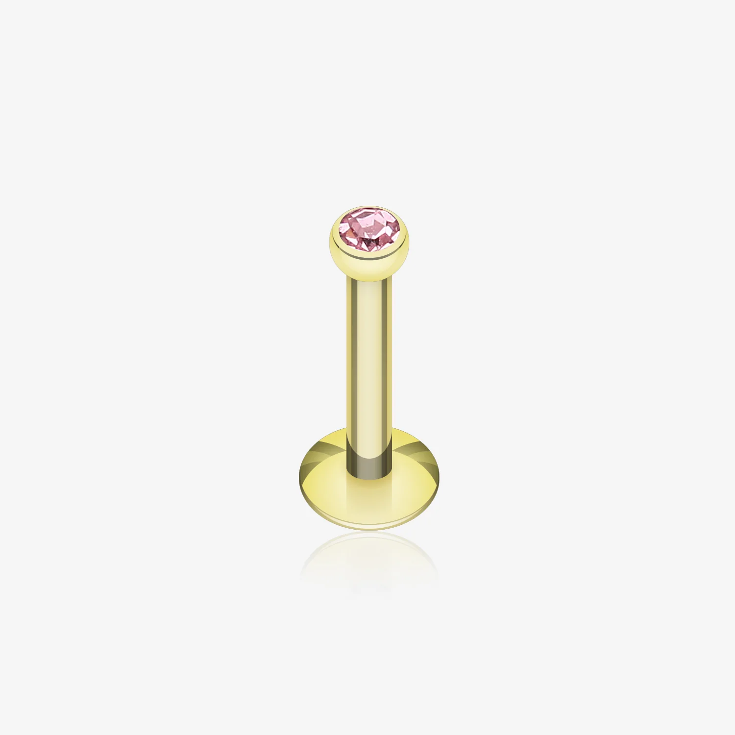Gold Plated Gem Ball Internally Threaded Labret