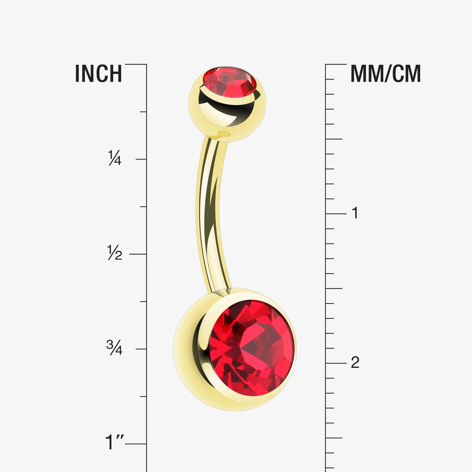 Gold PVD Double Gem Ball Steel Belly Button Ring - Image 2