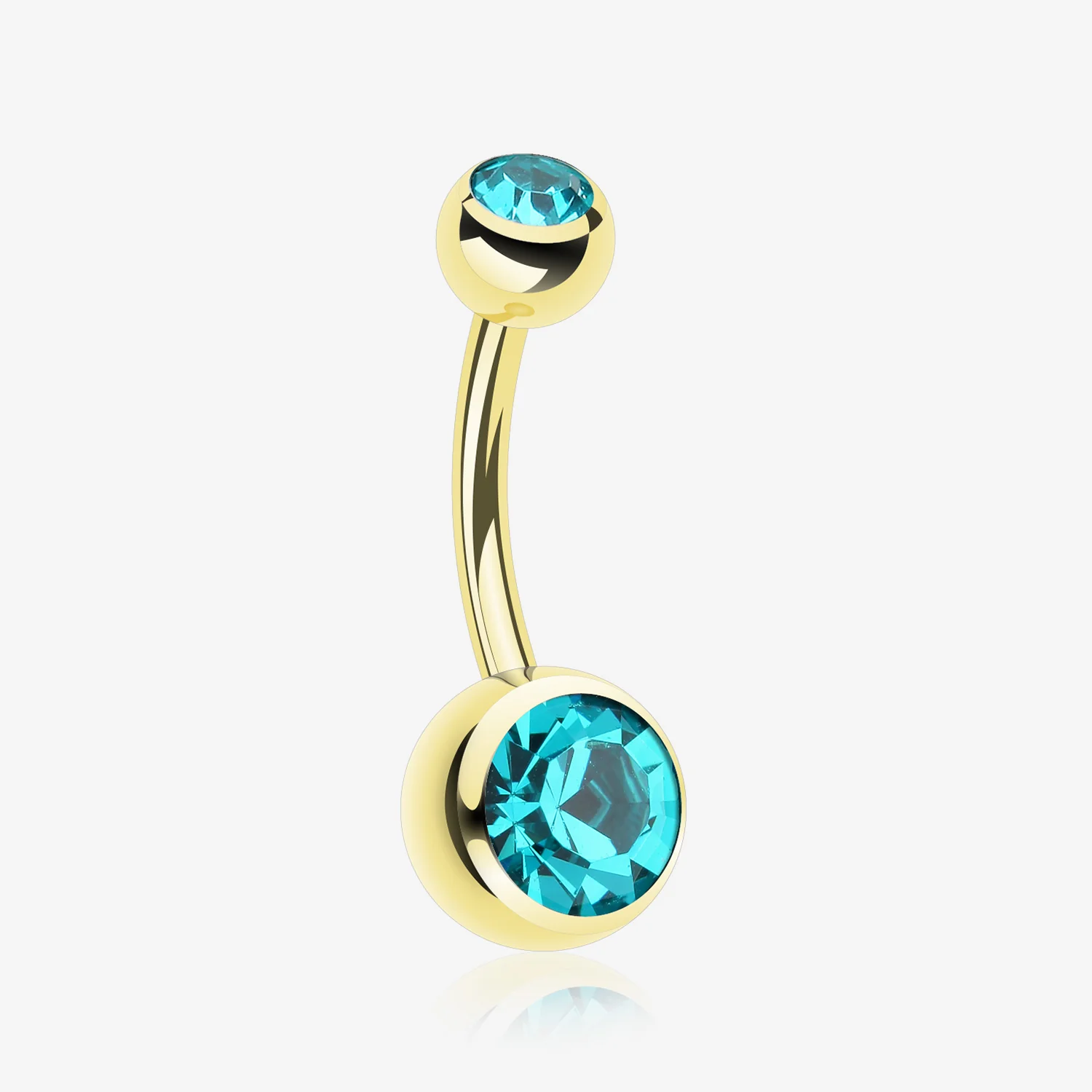 Gold PVD Double Gem Ball Steel Belly Button Ring
