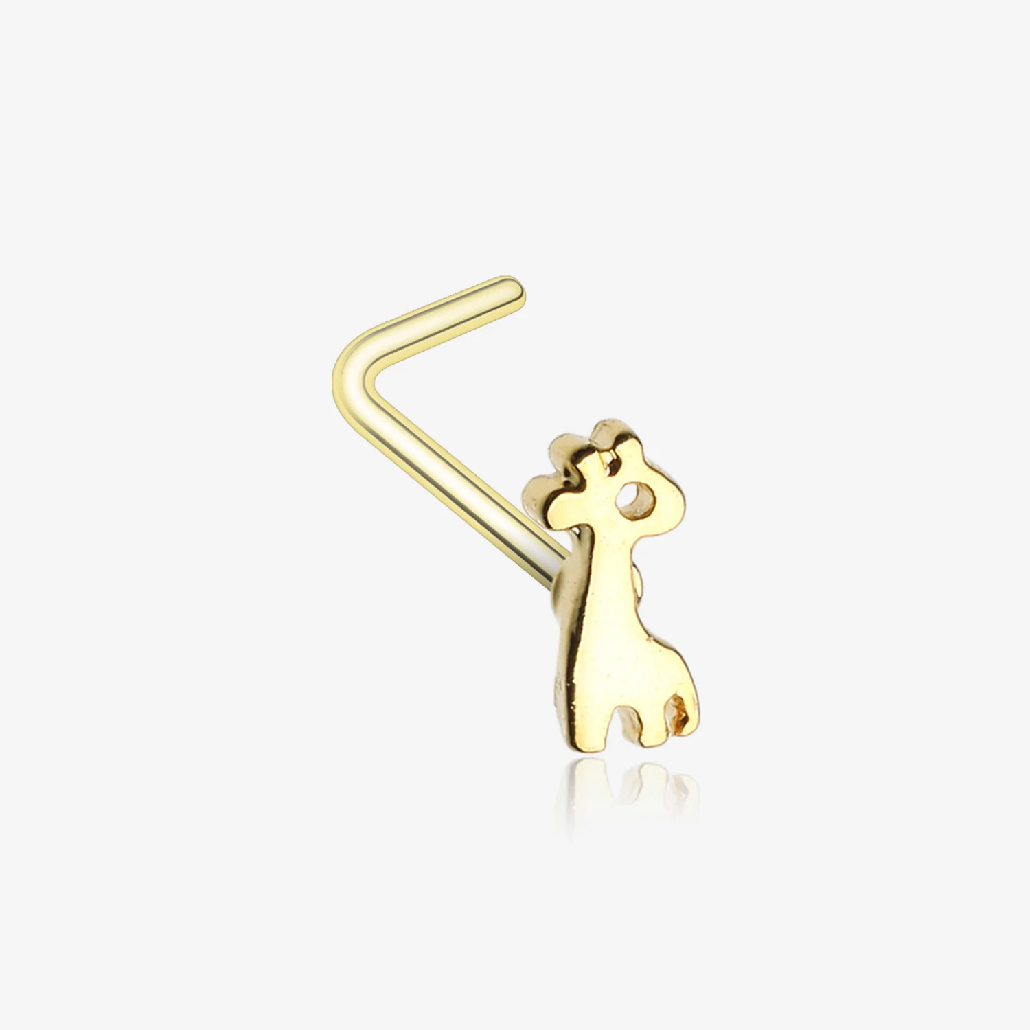 Golden Adorable Dainty Giraffe L-Shaped Nose Ring