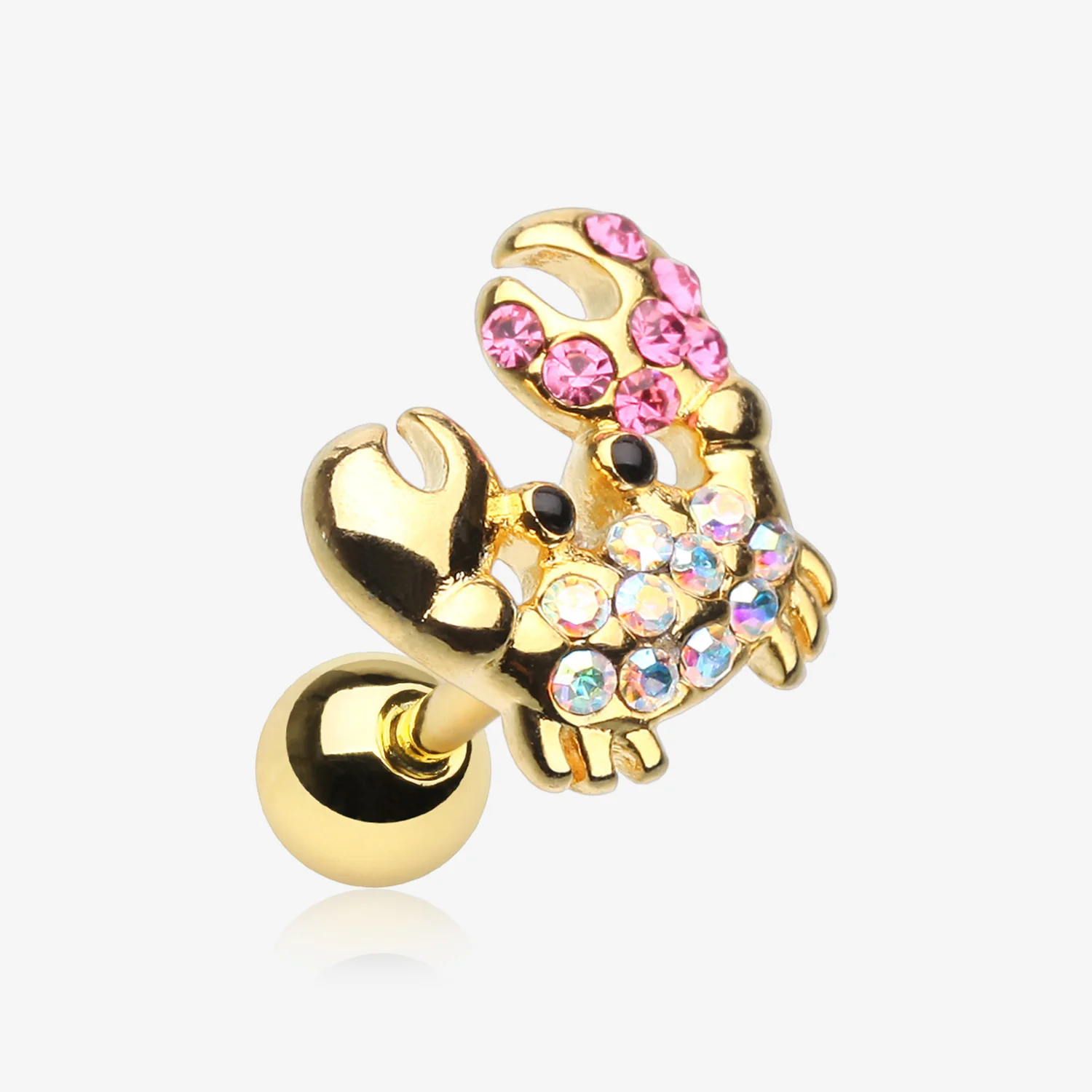 Golden Adorable Fiddler Crab Sparkle Cartilage Tragus Earring