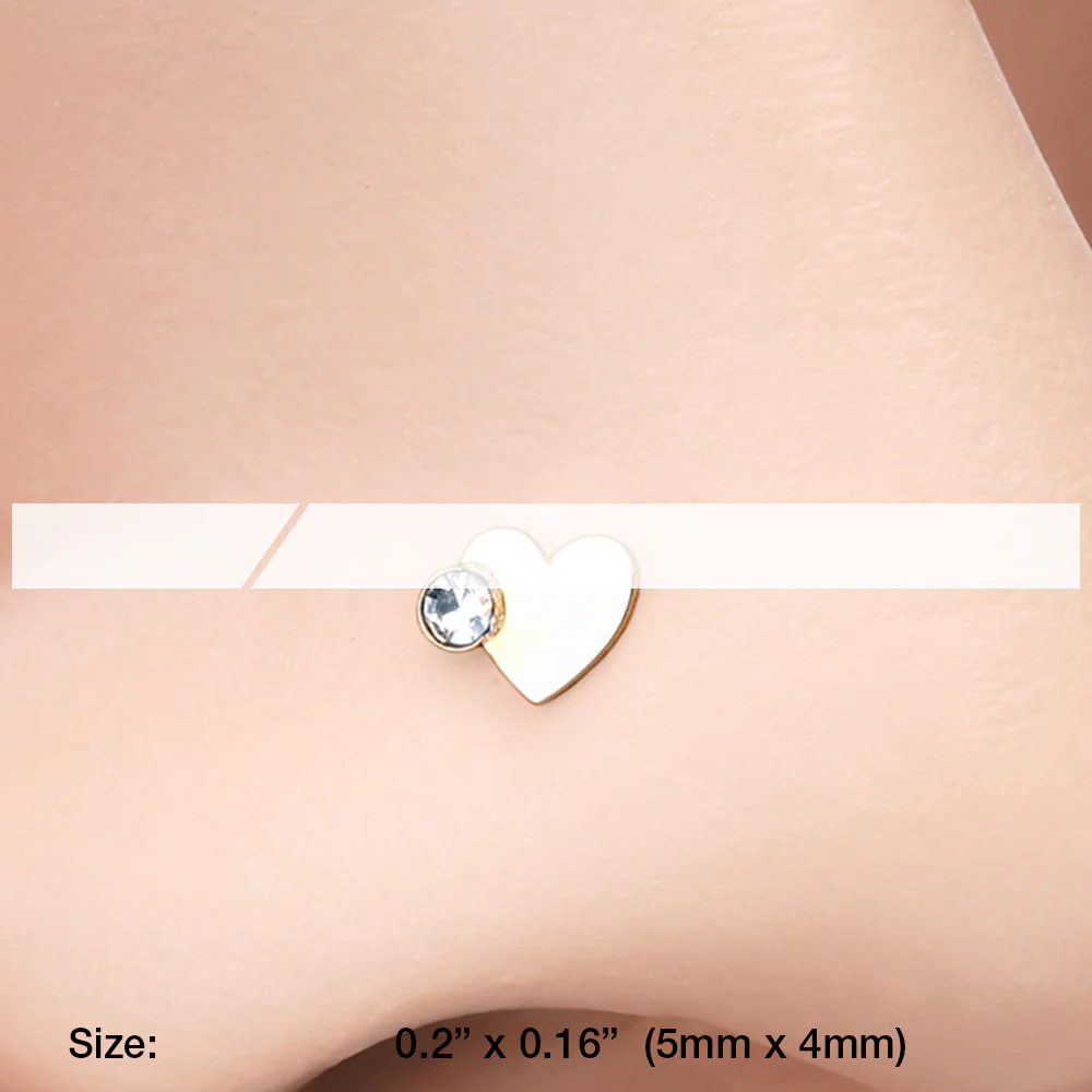 Golden Adorable Heart Sparkle Nose Stud Ring - Image 3