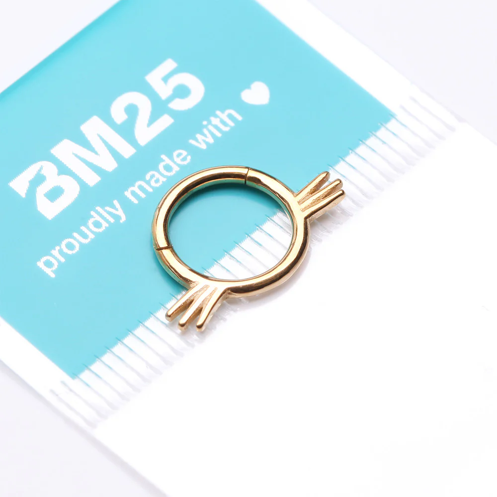 Golden Adorable Kitty Cat Whisker Clicker Hoop Ring - Image 4